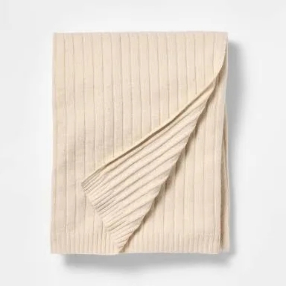 Threshold Studio McGee Ribbed Throw - Light Cream New - Picture 2 of 5